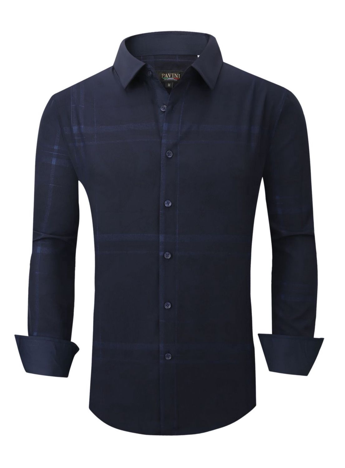 MENS PAVINI LONG SLEEVE SHIRT STYLE PVLS099 36, Colour: NAVY 36, Size: S