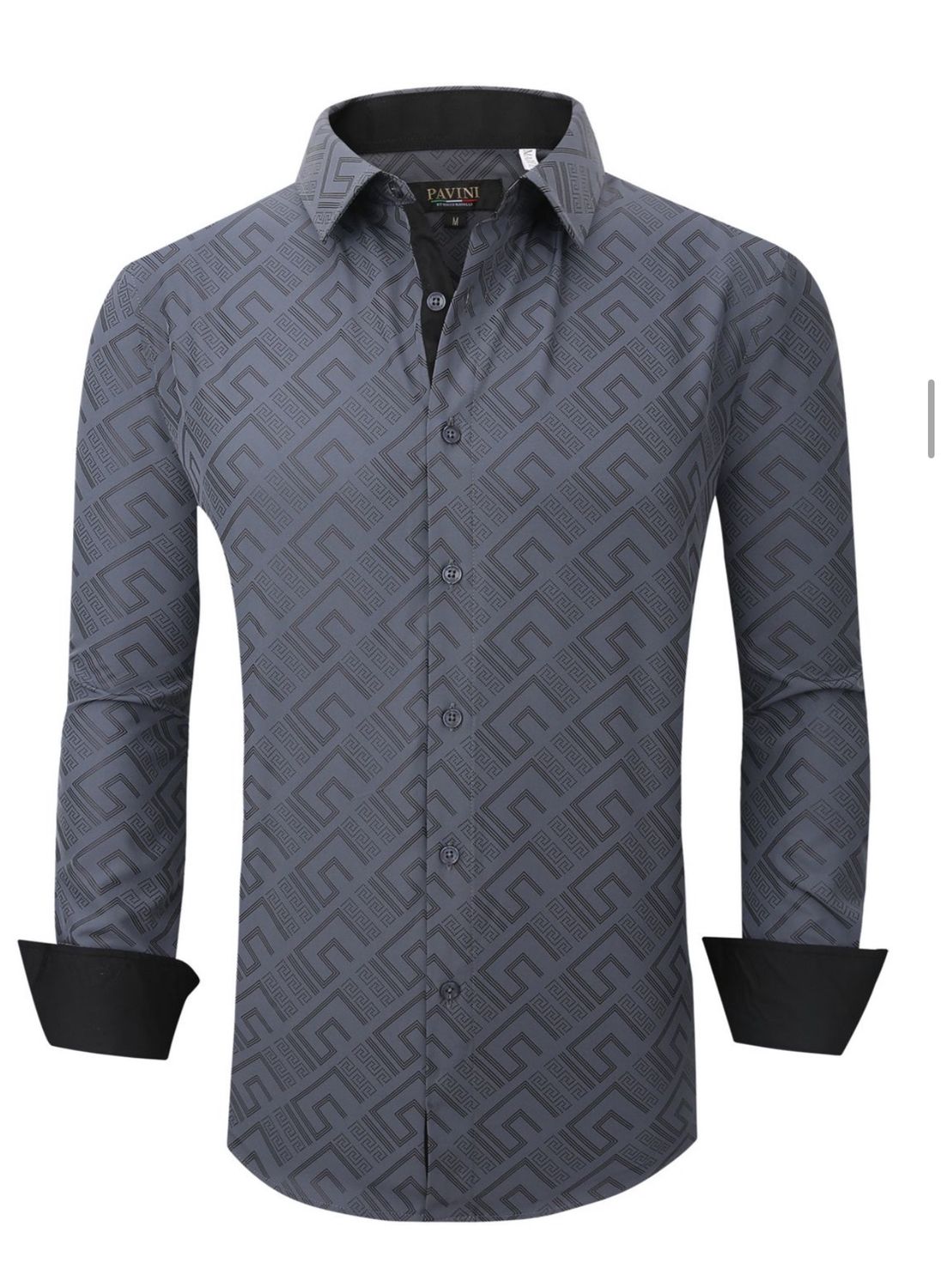 MENS PAVINI LONG SLEEVE SHIRT STYLE PVLS099/18, Colour: CHARCOAL 18, Size: S
