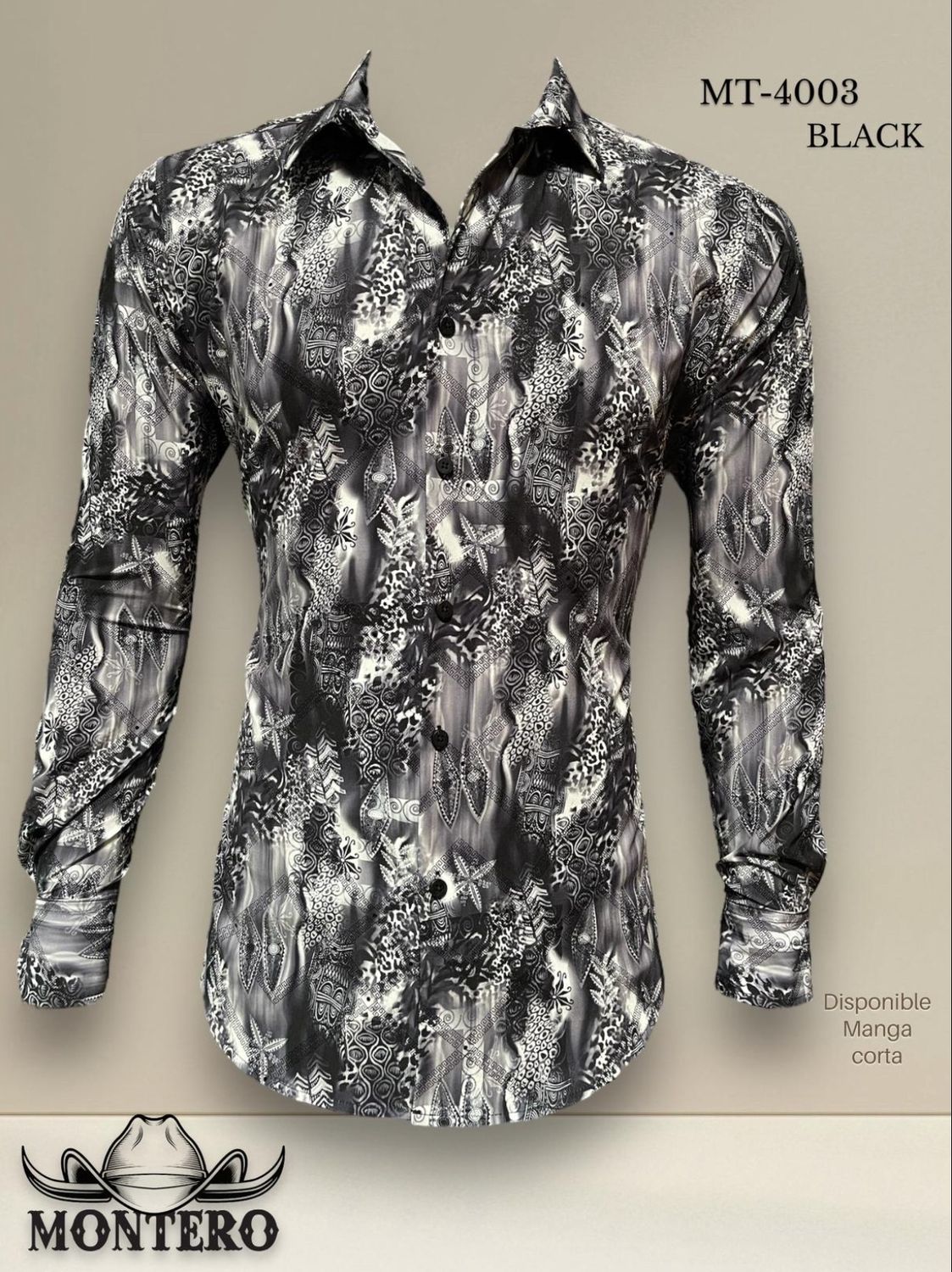 CAMISA M/LARGA MONTERO MT4003 MICROFIBER/SPANDEX, Colour: BLACK, Size: S