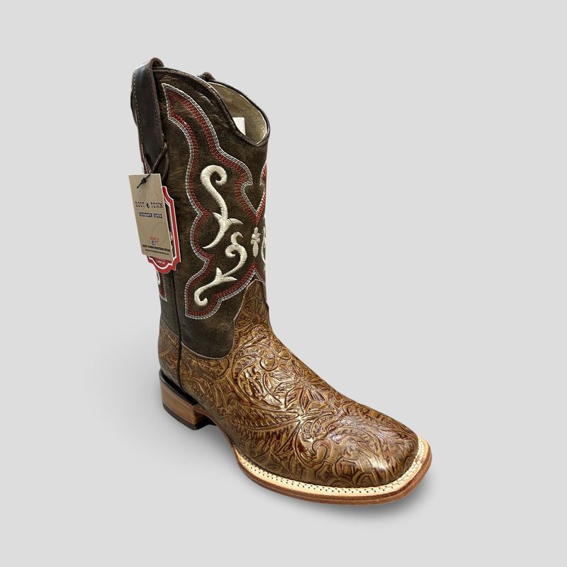 WOMEN’S POTRILLO CINCELADA IMITATION WIDE SQUARE TOE BOOTS