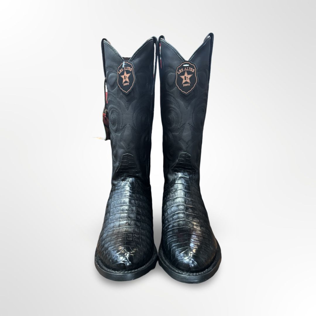 MENS LOS ALTOS CAIMAN BELLY ROUND TOE BOOT 658205EE, Colour: BLACK, Size: 6