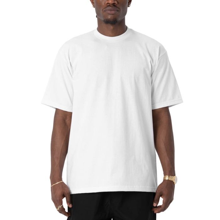 Pro Club Men's Heavyweight Cotton Short Sleeve Crew Neck T-Shirt, Colour: White, Size: S