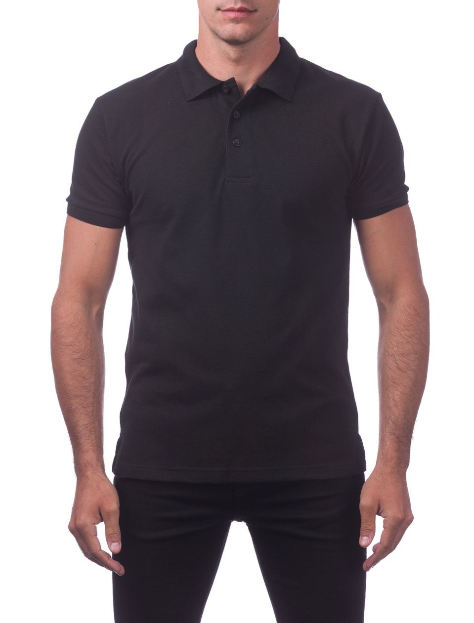Pique Polo Cotton Short Sleeve Shirt, Colour: Black, Size: S