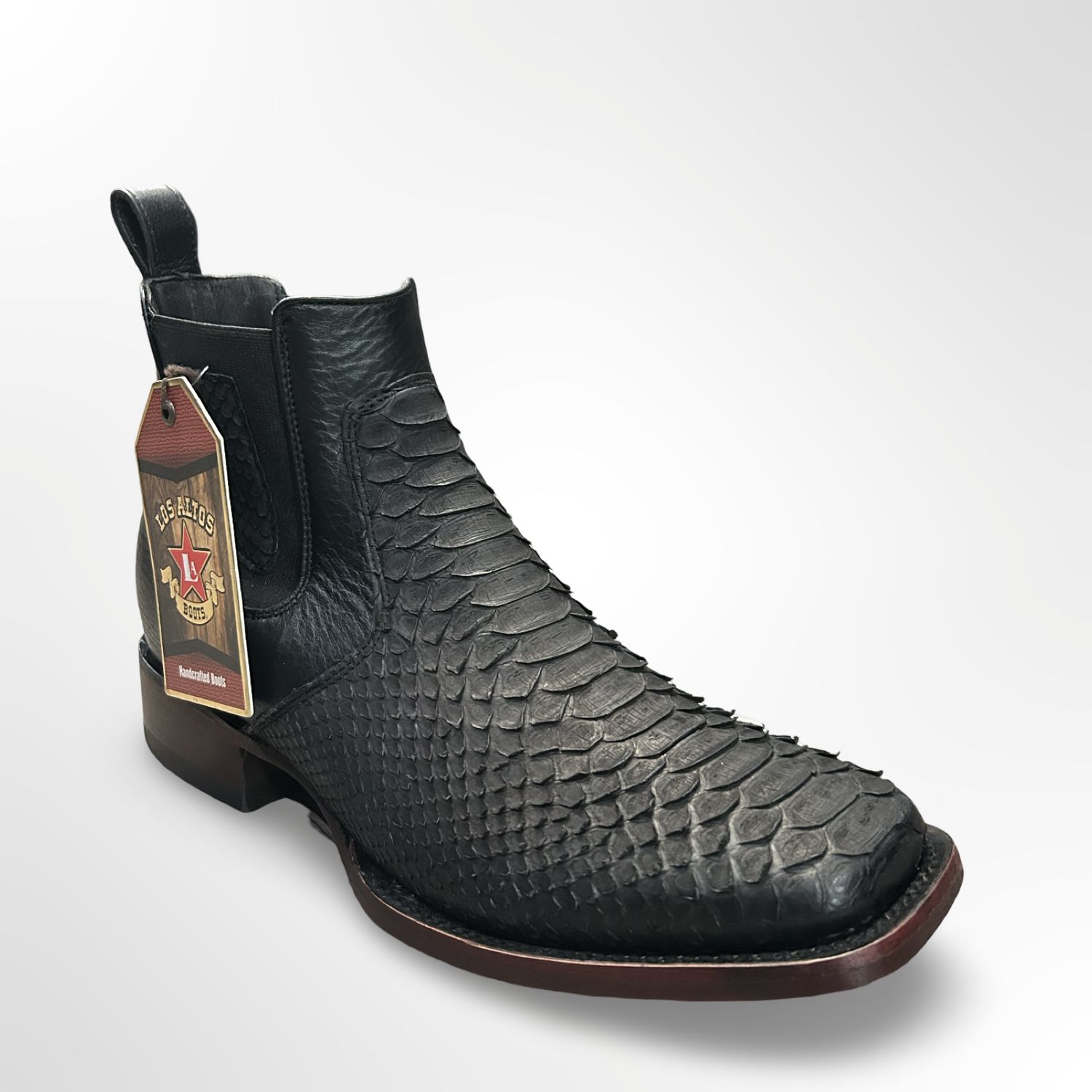 MEN’S LOS ALTOS BOTÍN NOBUCK BLACK PYTHON WIDE SQUARE TOE - 82BVN570 MEN’S LOS ALTOS BOTÍN NOBUCK BLACK PYTHON WIDE SQUARE TOE - 82BVN570, Colour: NOBUCK BLACK, Size: 6