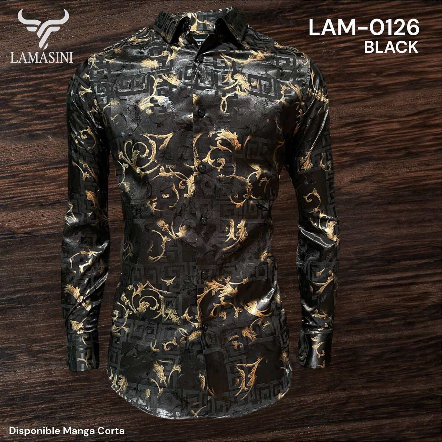 2892 CAMISA CABALLERO M/LARGA LAMASINI LAM0126 MICROFIBER/SPANDEX, Colour: BLACK, Size: XS