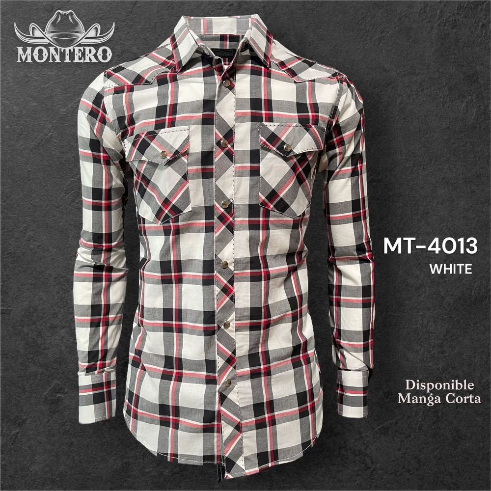 52050 CAMISA CABALLERO M/LARGA MONTERO MT4013 %100 ALGODÓN, Colour: WHITE, Size: S