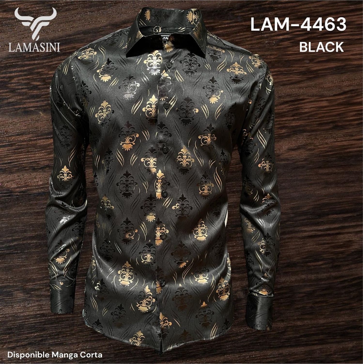 2934 CAMISA CABALLERO M/LARGA LAMASINI LAM4463 MICROFIBER/SPANDEX 2934 CAMISA CABALLERO M/LARGA LAMASINI LAM4463 MICROFIBER/SPANDEX, Colour: BLACK, Size: XS