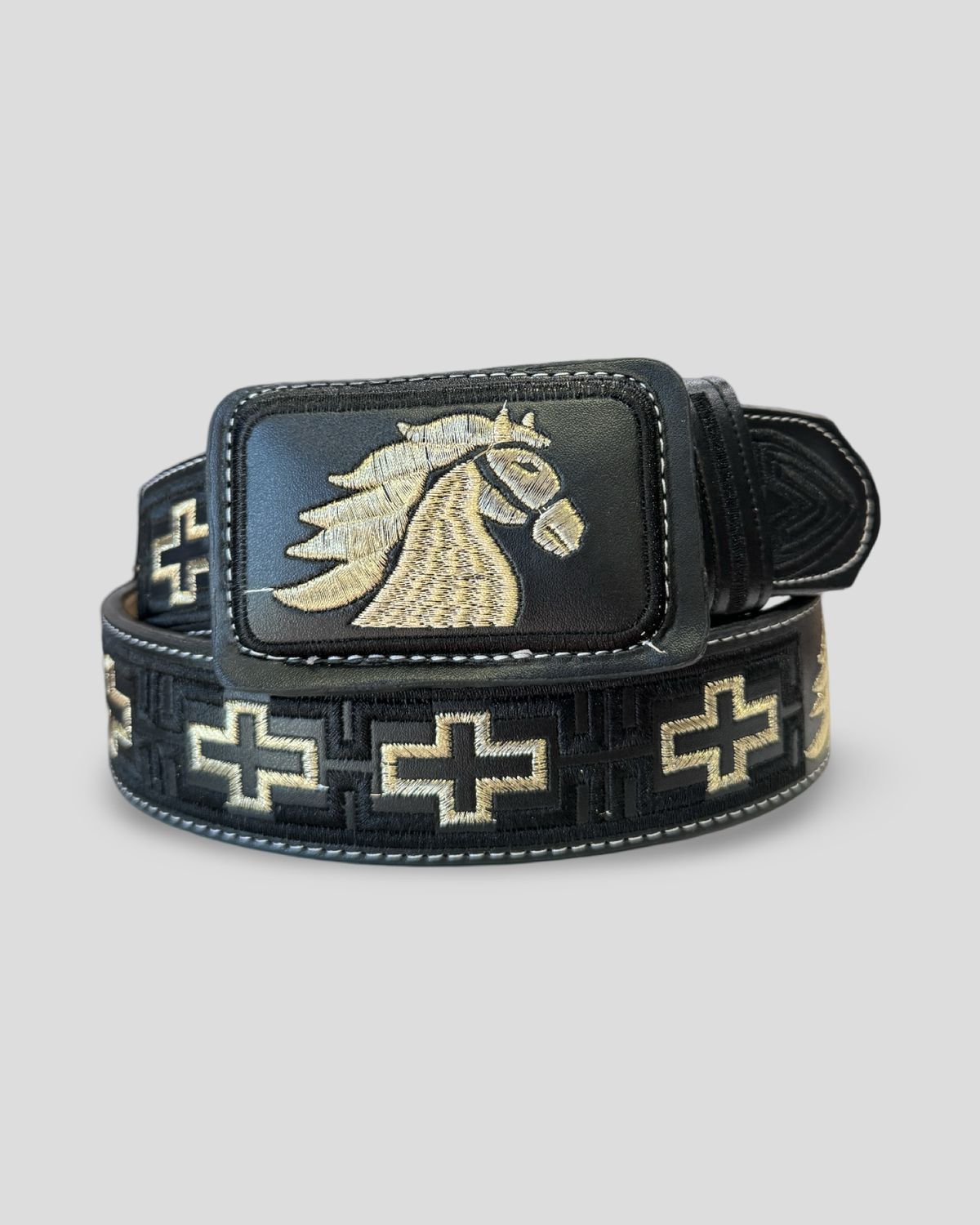 CINTO BORDADO BLK/GOLD 1.5” BANDOLEROS, Colour: BLK/GOLD, Size: 34