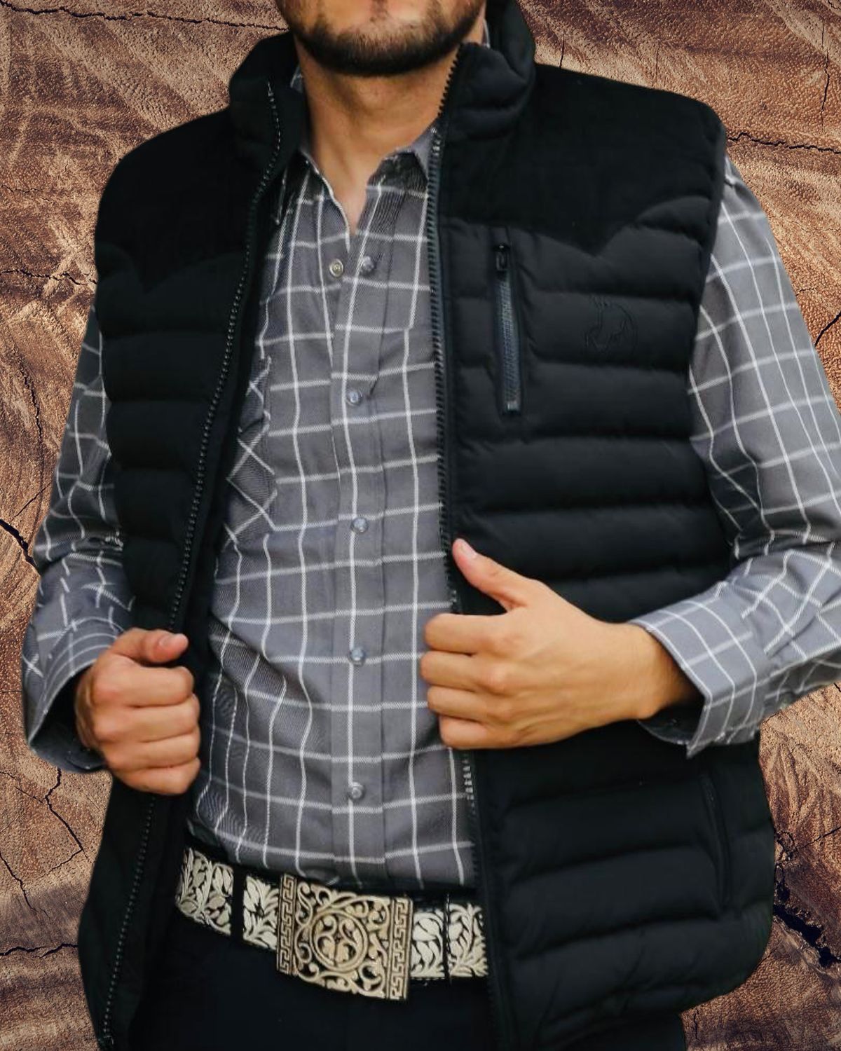 MEN’S WHITE DIAMOND PUFFER VEST WWPV-04 Black, Colour: BLACK, Size: S