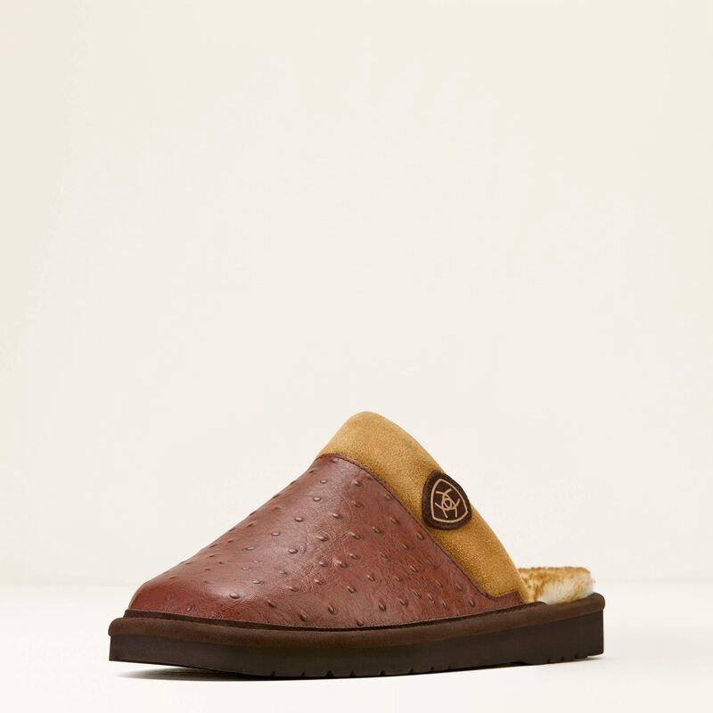 ARIAT Mens Silversmith Square Toe Exotic Slipper #4423-550, Colour: COGNAC, Size: 7