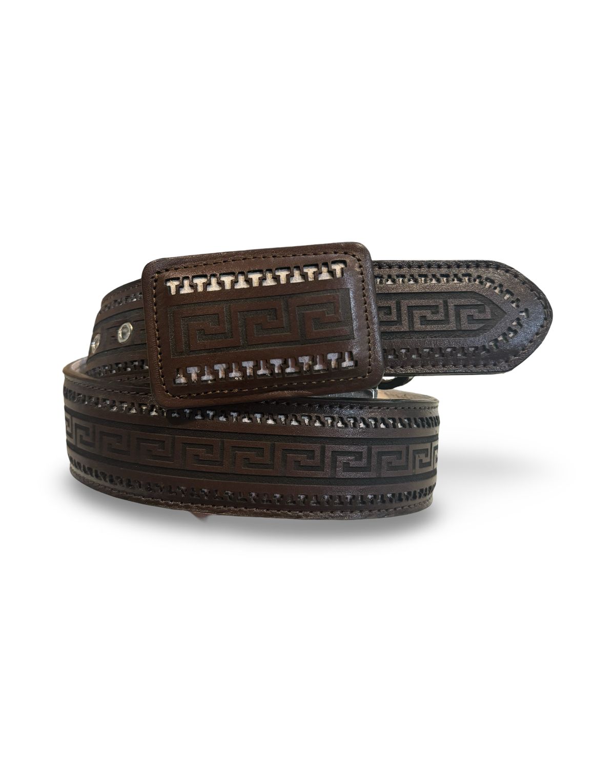 MENS ORONA LASER LEATHER BELT, Colour: BROWN, Size: 32