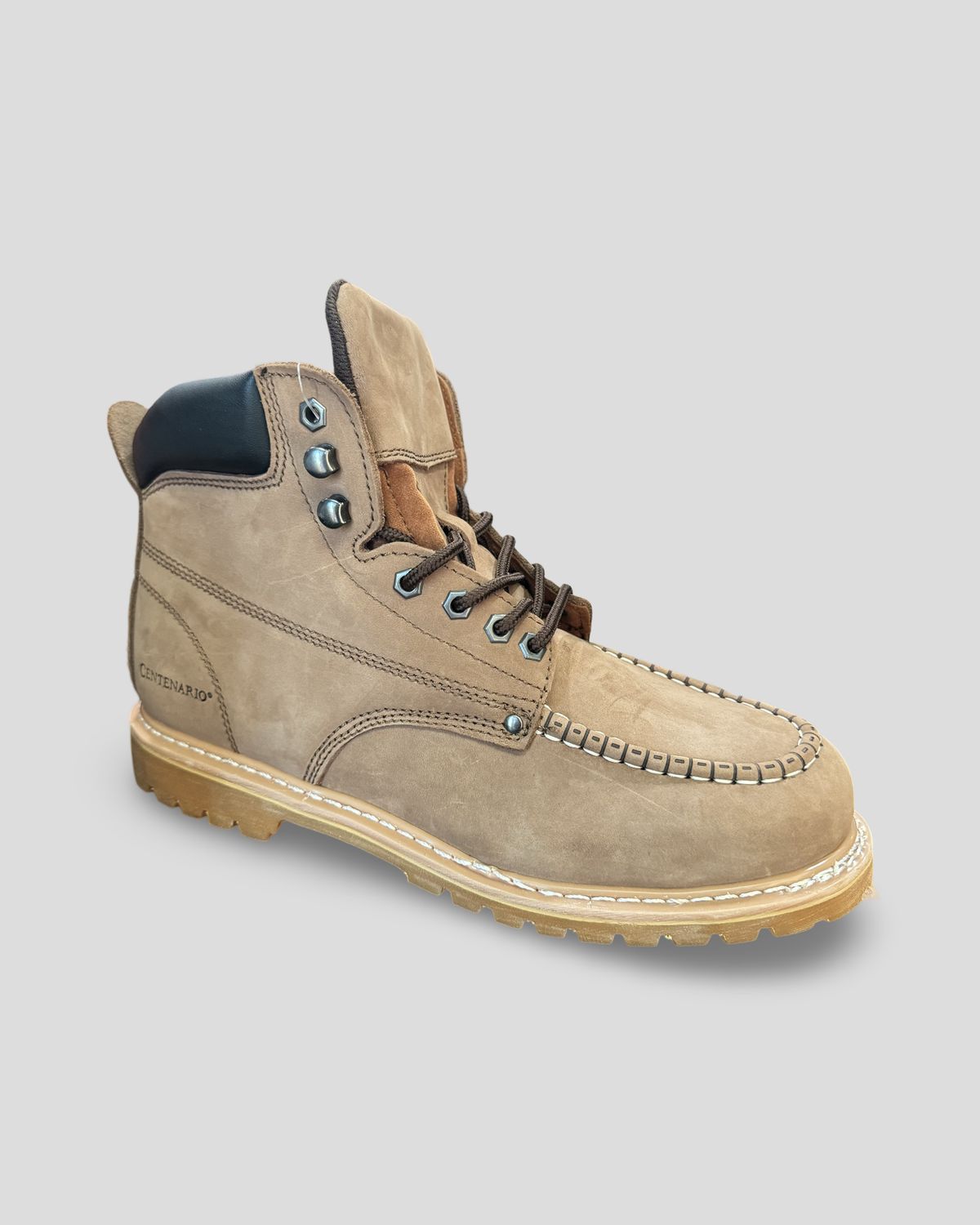 BOTA DE TRABAJO C/ABUJETAS CENTENARIO NOBUCK 128701, Colour: NOBUCK CAFÉ, Size: 6