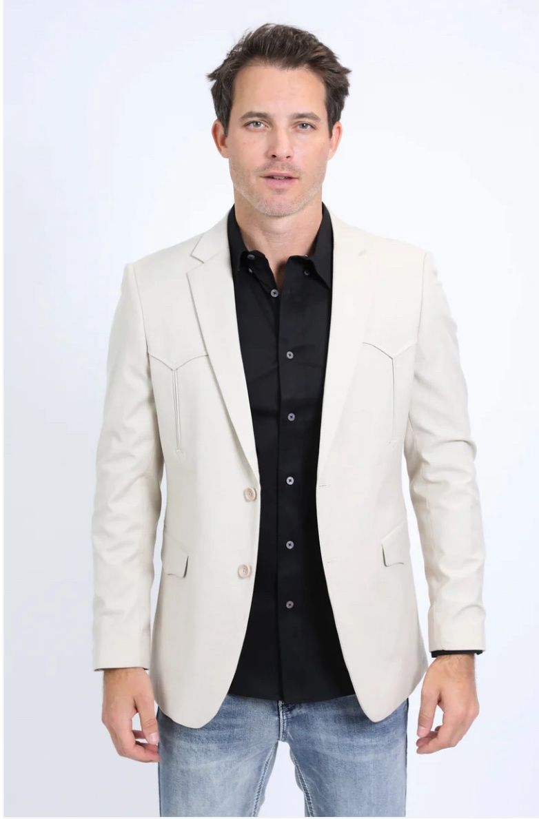Men's Double Button Western Beige Blazer BLW10523, Colour: BEIGE, Size: M