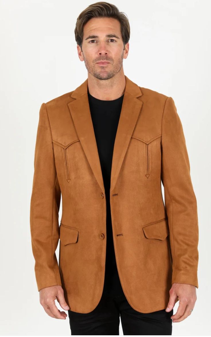 Men's Double Button Faux-Suede Blazer BLZ9444 Men's Double Button Faux-Suede Blazer BLZ9444, Colour: CAMEL, Size: M
