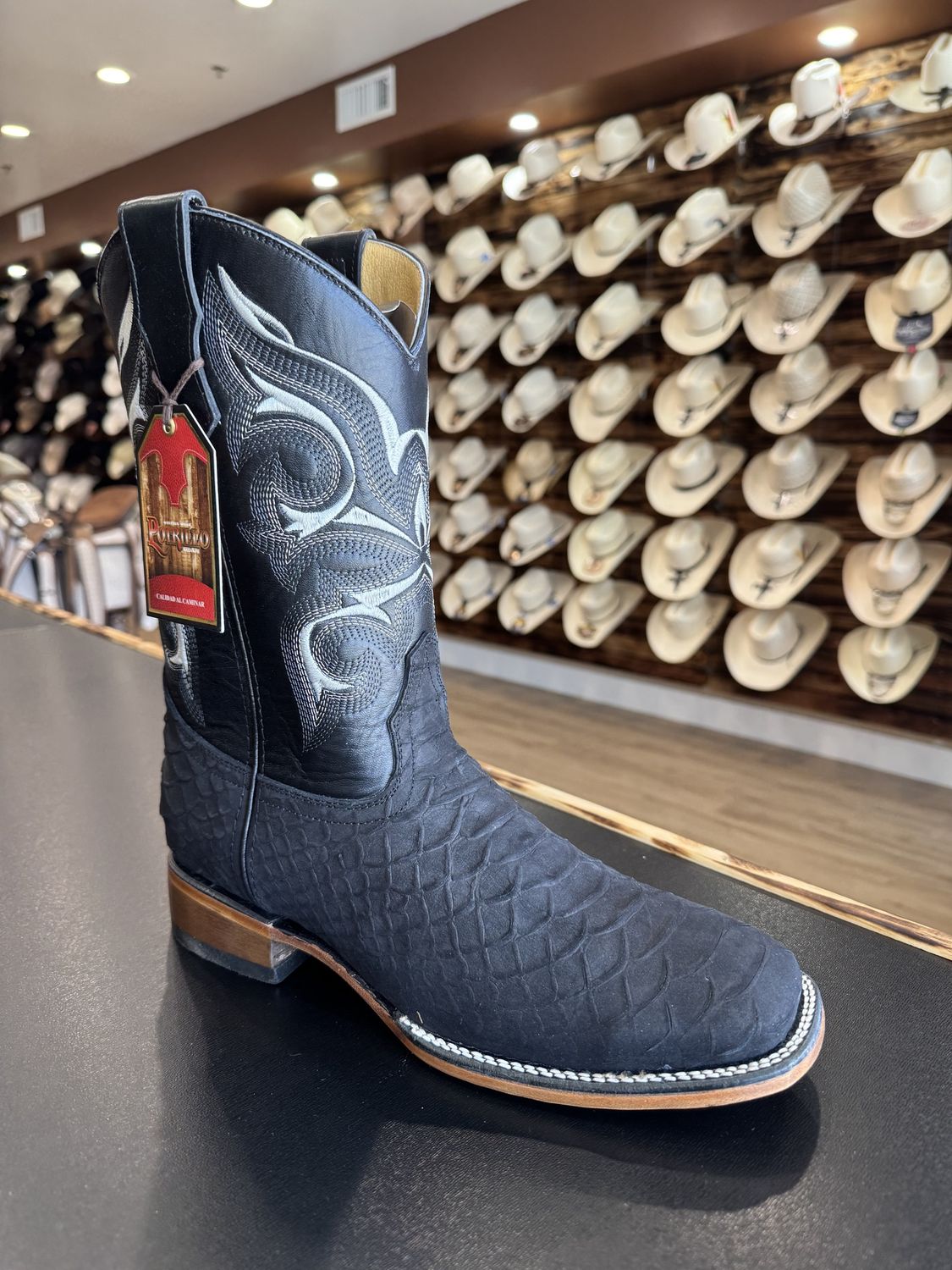 911 BOTA DE HOMBRE POTRILLO NOBUCK PITON IMITACION NEGRO, Colour: BLACK, Size: 6