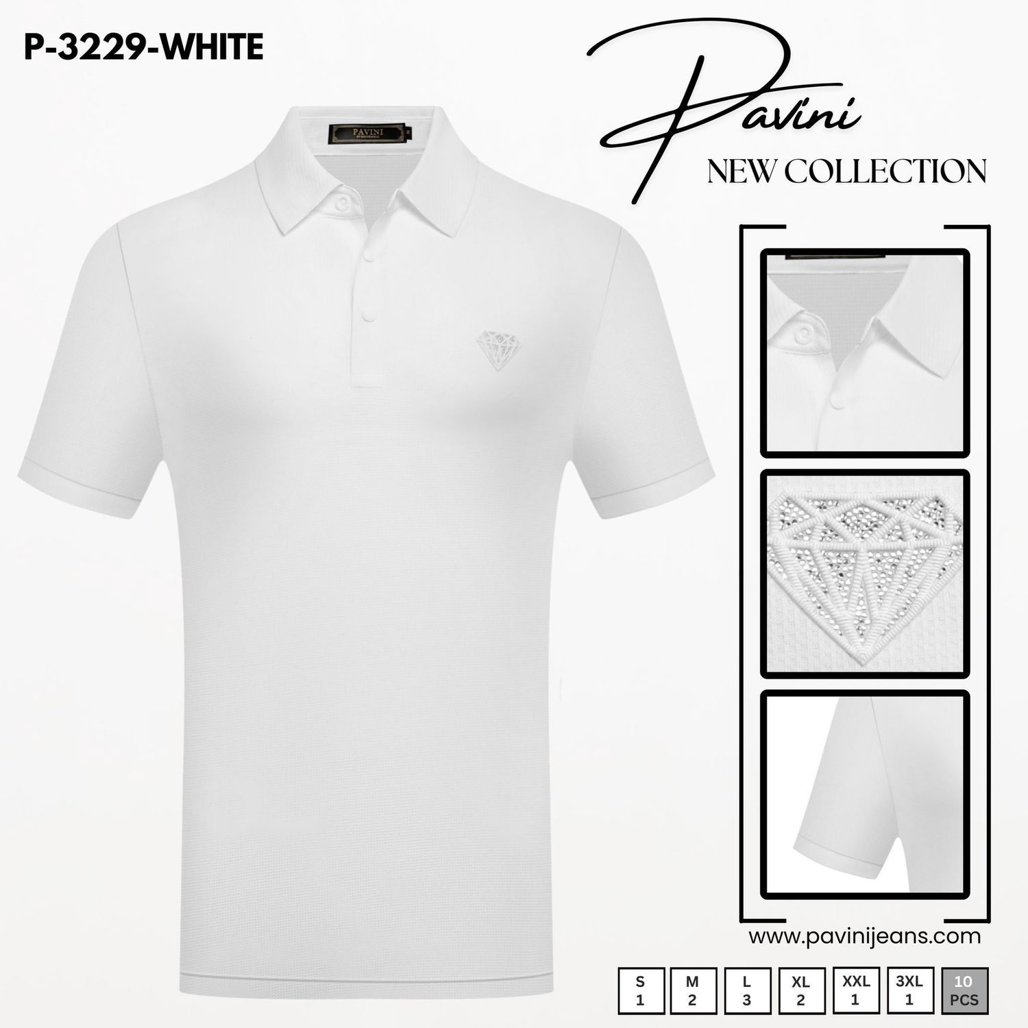 Men’s Pavini Shirt Style # P—-3229, Colour: WHITE, Size: S