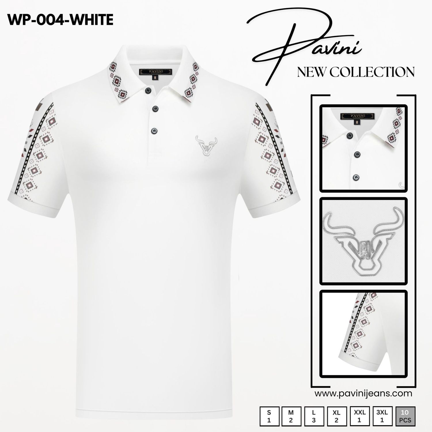 Men’s Pavini Shirt Style # WP-004, Colour: WHITE, Size: S