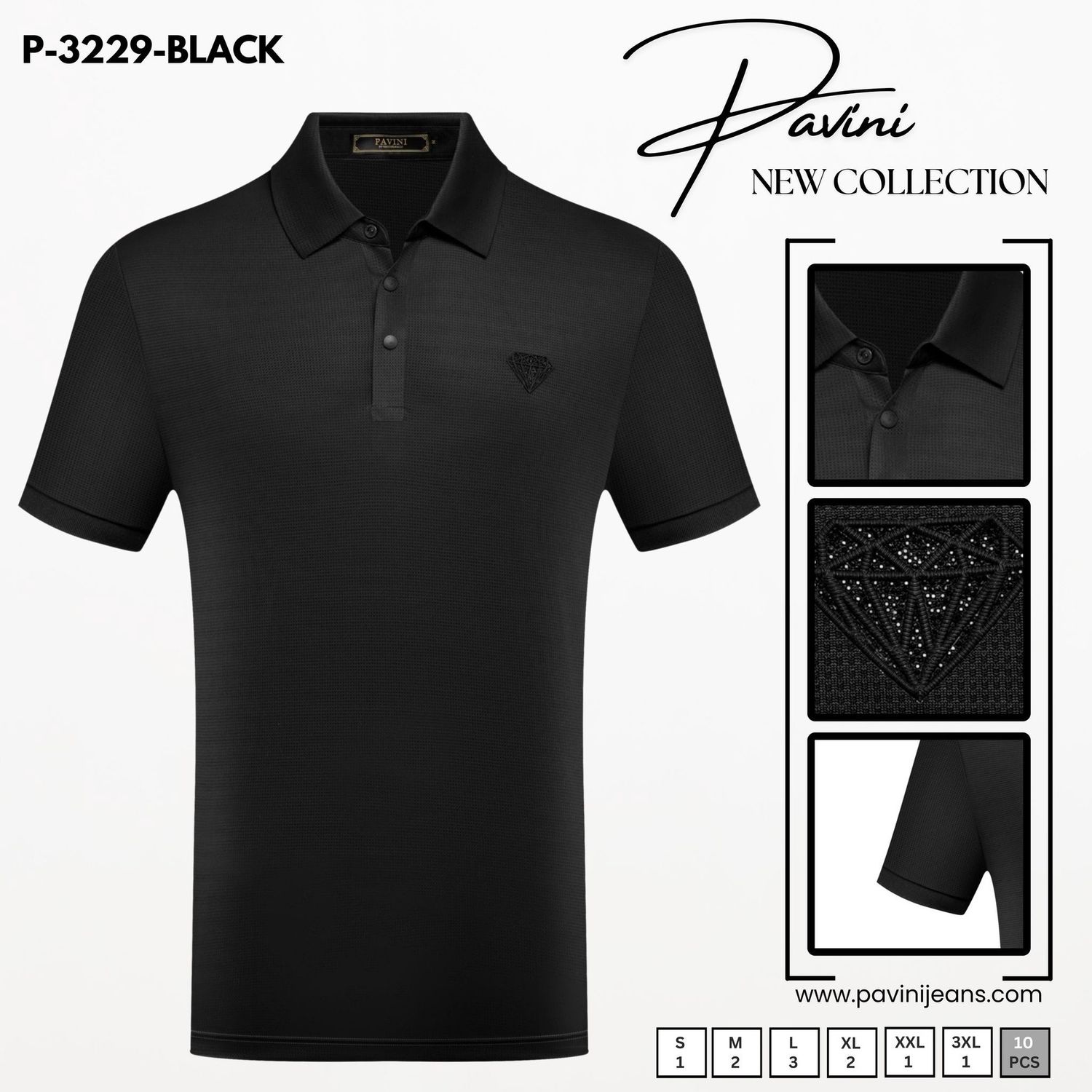 Men’s Pavini Shirt Style # P—3229, Colour: BLACK, Size: S