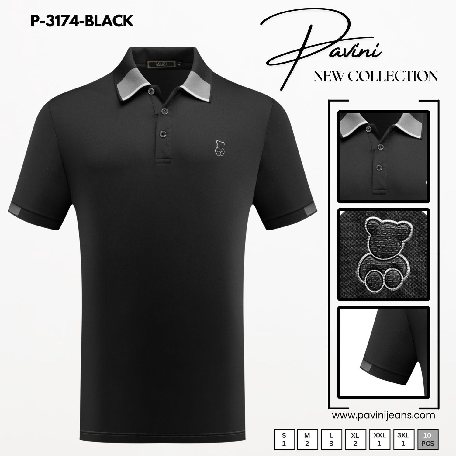 Men’s Pavini Shirt Style # P-3174, Colour: Black, Size: S
