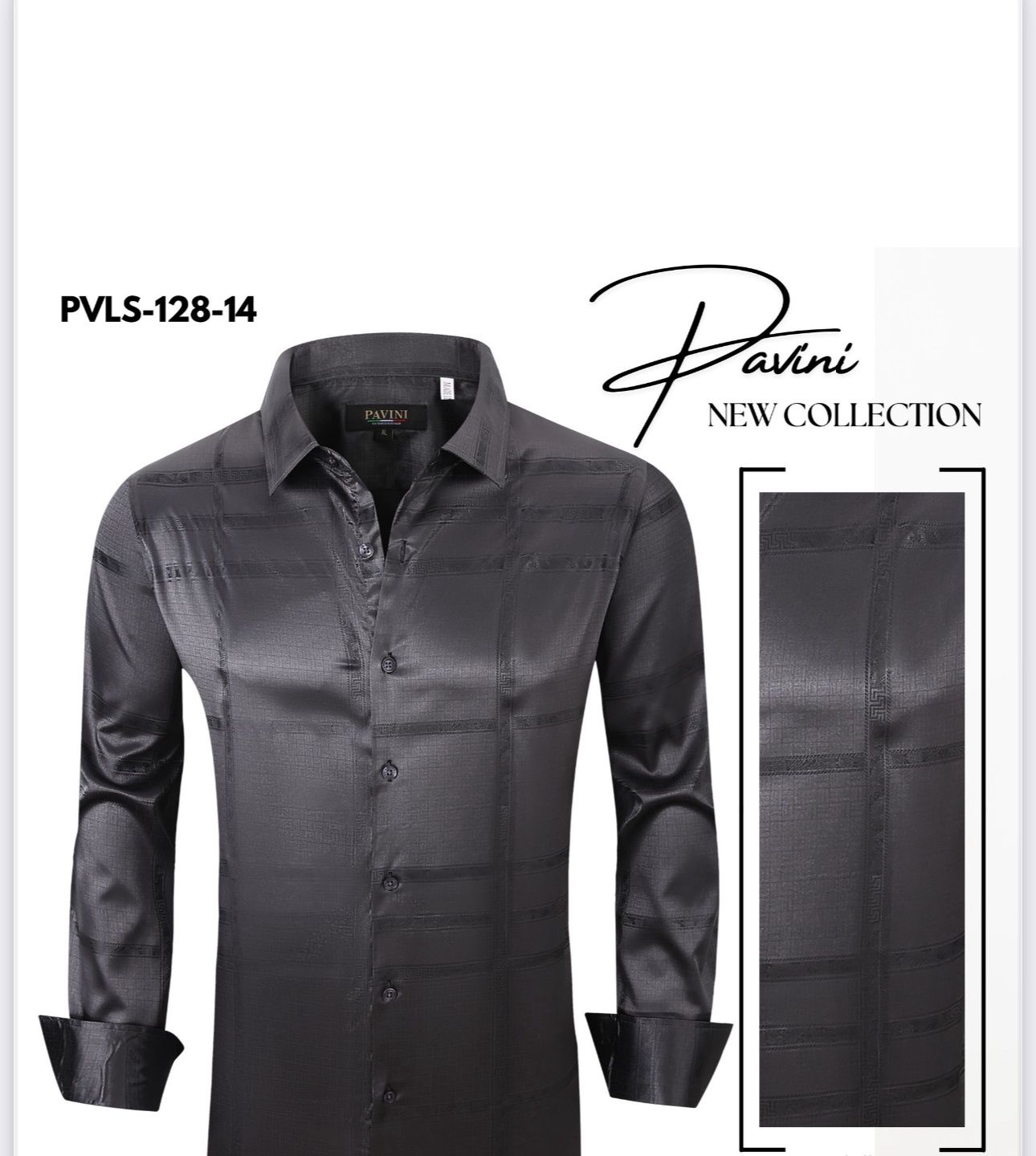 MENS PAVINI LONG SLEEVE SHIRT STYLE PVLS128 #14, Colour: Charcoal Gray, Size: S