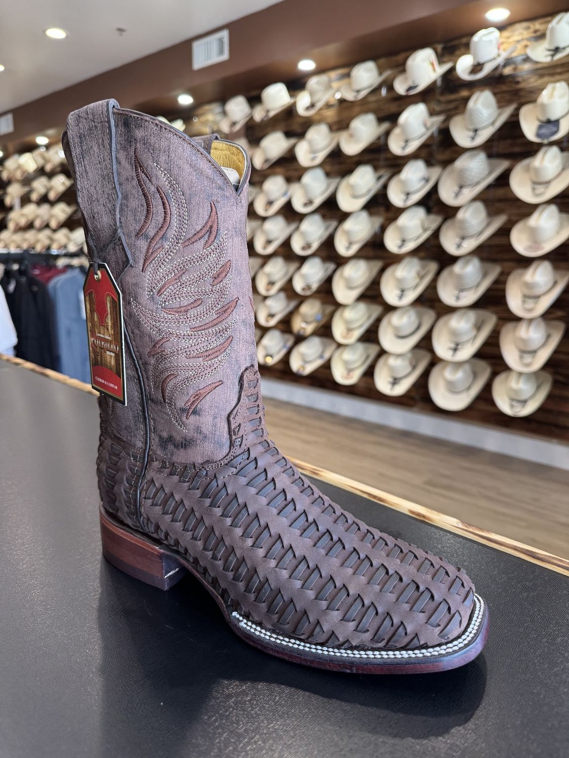 911 BOTA PARA ADULTO TEJIDA VACUNO BOVINE, Colour: BROWN, Size: 6