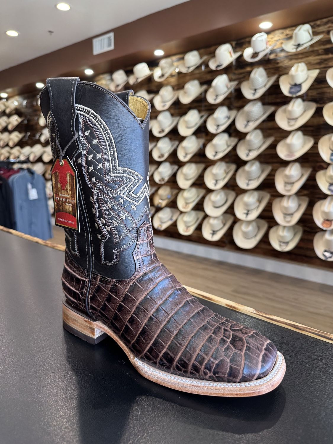 911 BOTA DE POTRILLO IMITATION VACUNO COCODRILO, Colour: BROWN, Size: 6