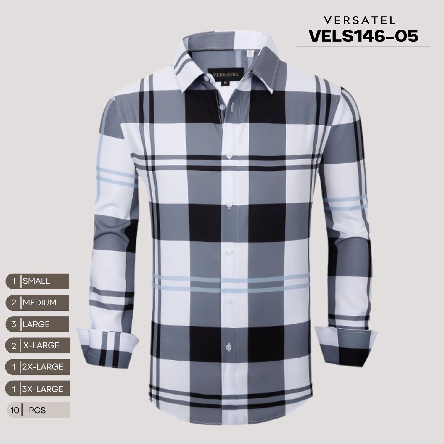 MENS VERSATEL LONG SLEEVE SHIRT STYLE VELS146-05, Colour: WHITE 05, Size: S