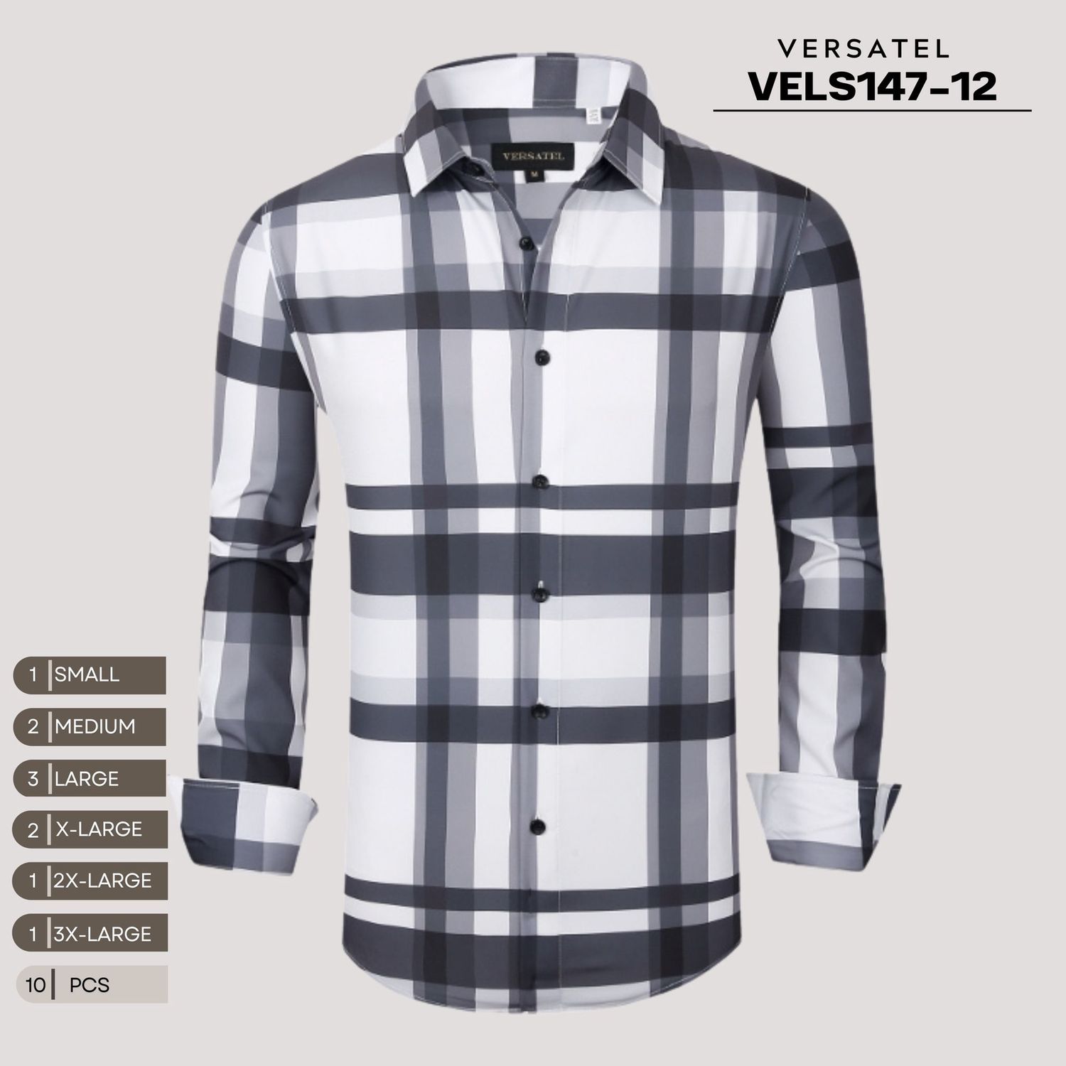 MENS VERSATEL LONG SLEEVE SHIRT STYLE VELS147-12, Colour: WHITE 12, Size: S