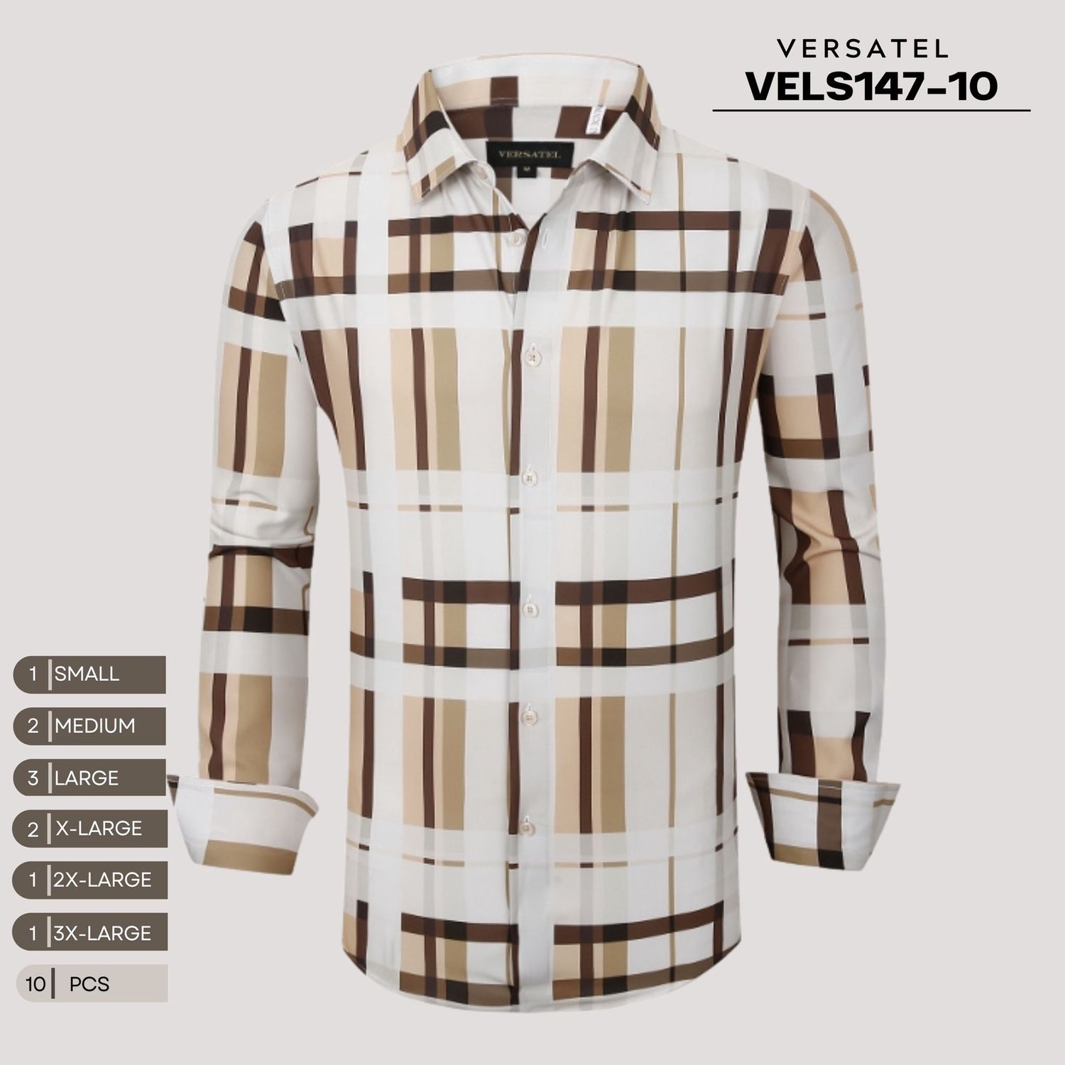 MENS VERSATEL LONG SLEEVE SHIRT STYLE VELS147-10, Colour: BEIGE 10, Size: S