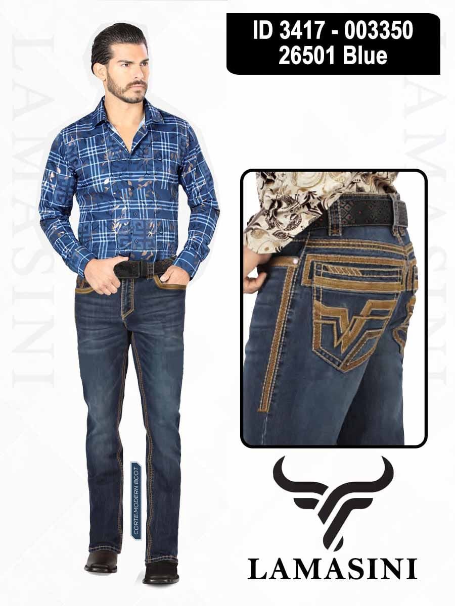 3417 PANTALÓN STRETCH LAMASINI LAM26501 MESCLILLA STRETCH  BLUE”, Colour: BLUE, Size: 28/30