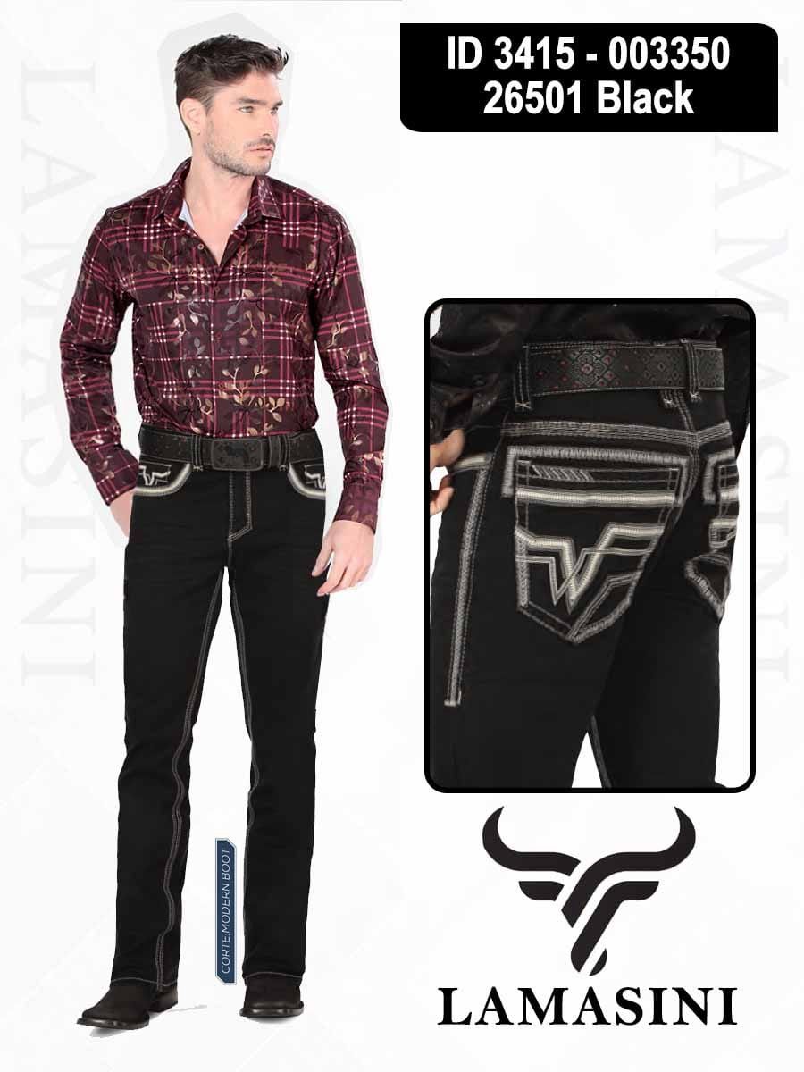 “3415 PANTALÓN STRETCH LAMASINI LAM26501 MESCLILLA STRETCH BLACK ””, Colour: BLACK, Size: 28/30
