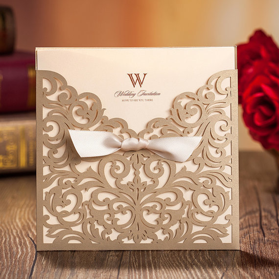 Classic Laser-Cut French Inspired Wedding Invitation