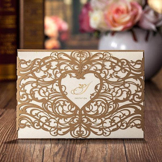 Classic Laser-Cut Love Heart Wedding Invitation