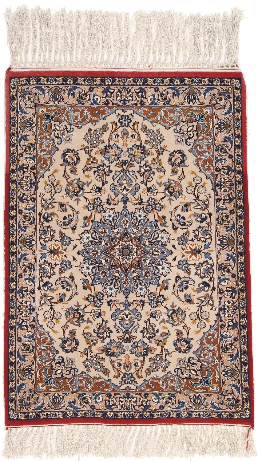 Isfahan Wolle mit Seide auf Seide 90x65