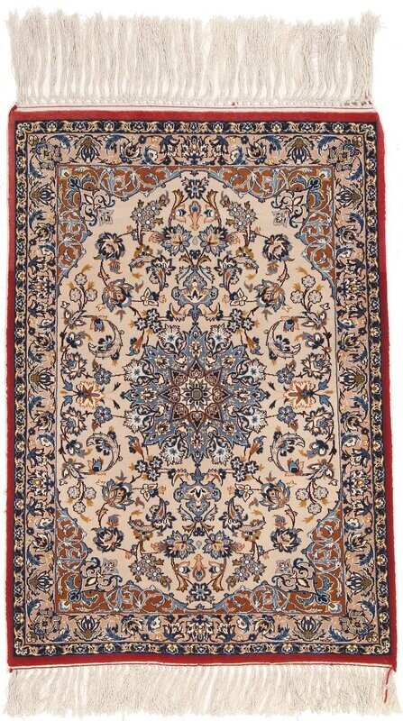 Isfahan Wolle mit Seide auf Seide 90x65