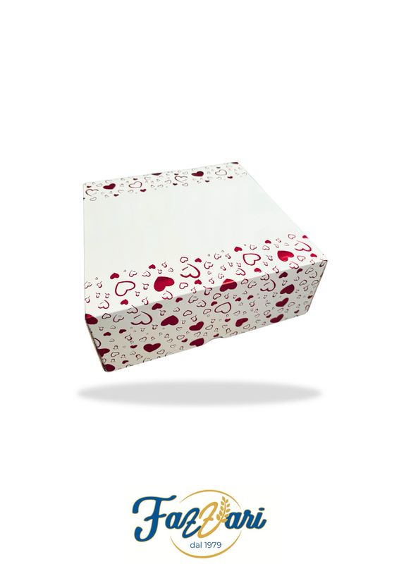 SCATOLA BIANCA CUORI ROSSI 27X27