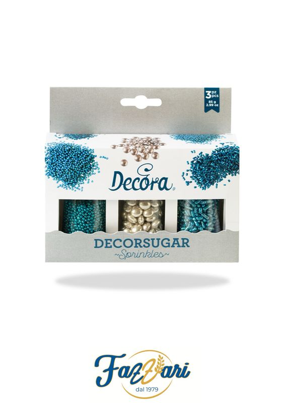 DECOR MIX ARGENTO E SKY BLU IN ZUCCHERO