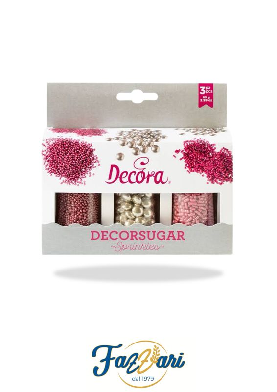 DECOR MIX ARGENTO E ROSA IN ZUCCHERO