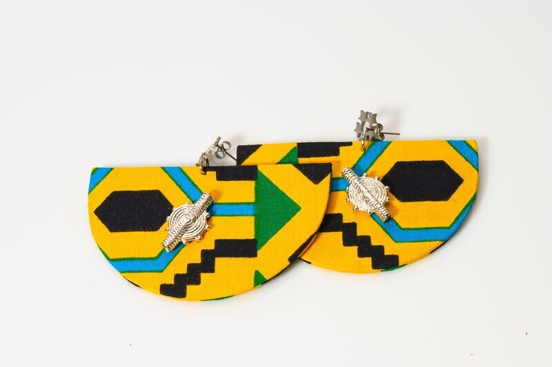 BOUCLES D'OREILLES DEMI LUNE AD IMPRIM WAX JAUNE 1