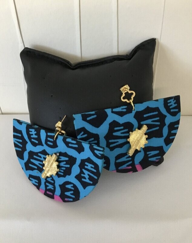 BOUCLES D OREILLES DEMI LUNE AD IMPRIM WAX BLEU
