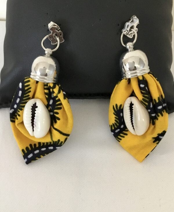 BOUCLES D'OREILLES FEUILL AD IMPRIM WAX COQUILLAGE E