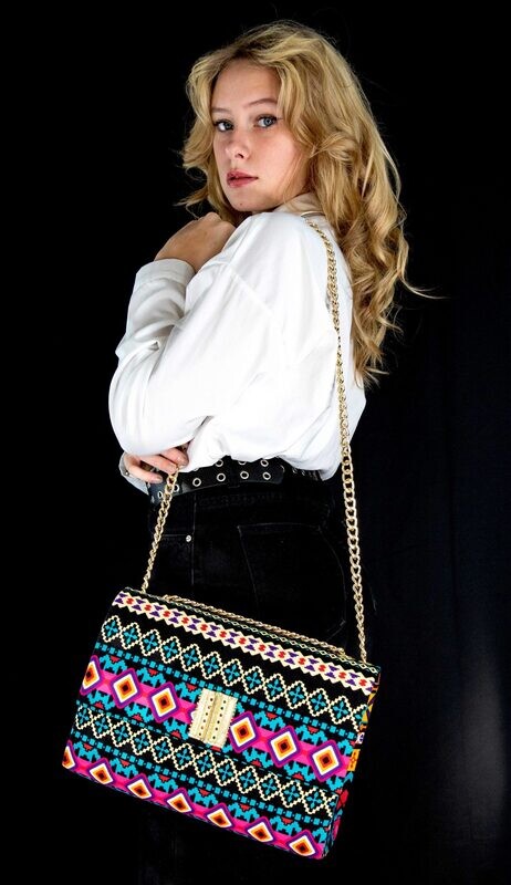MAXI POCHETTE WAX BLEU ET ROSE