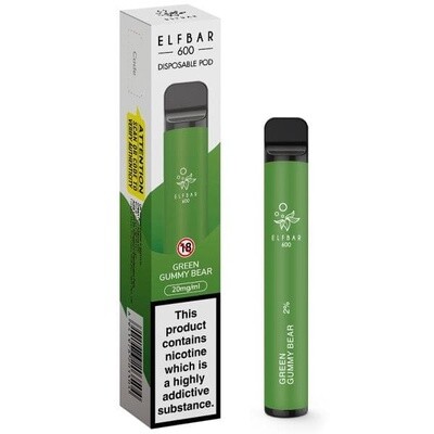 Green Gummy Bear 20mg ELFBAR 600 disposable vape