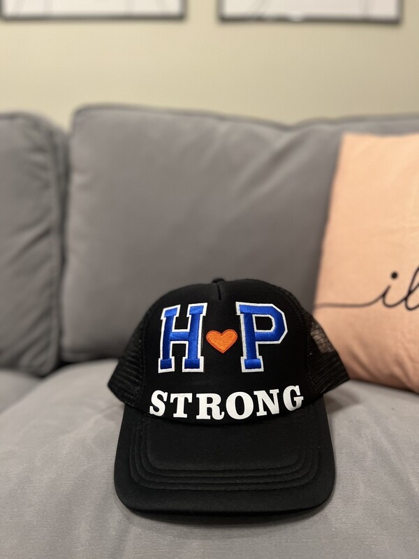 HP Strong Black Trucker Hat w/ Blue Letters