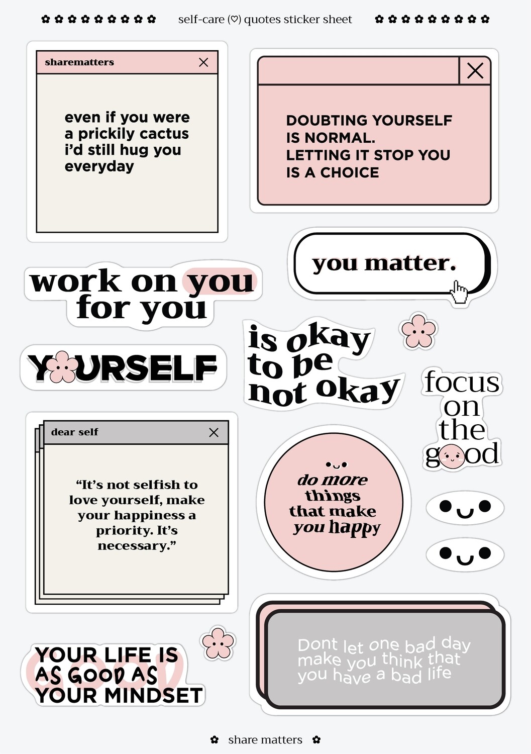 Self-Care (♡) Stickers
*coming soon*