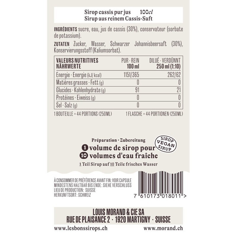 Sirop Cassis Pur Jus
