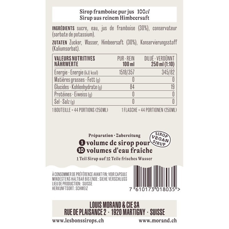 Sirop Framboise Pur Jus
