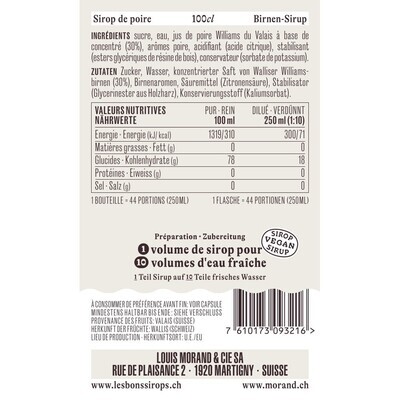 Sirop Poire Williams du Valais