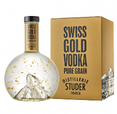 Swiss Gold Vodka in Matterhornflasche mit Goldflitter 70cl